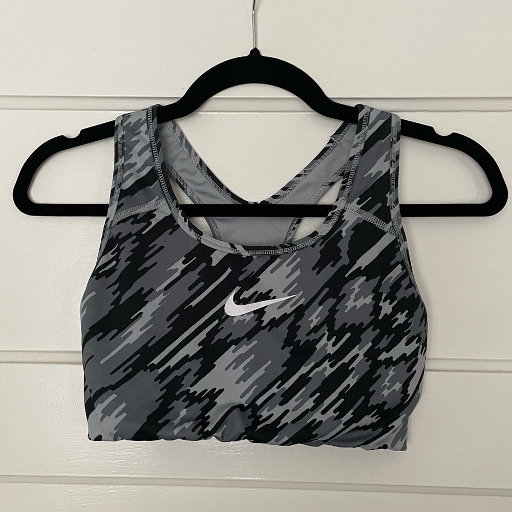 Nike Pro Swoosh Sports Bra in Grey Camouflage NWOT